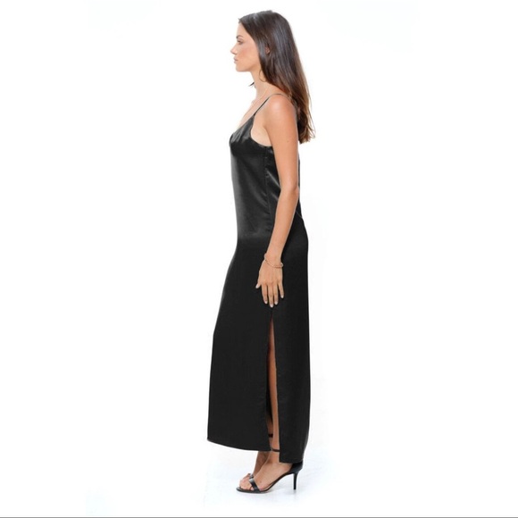 ROAM | Valencia Satin Black Slip Formal Midi Dress Size XS Cocktail Party - Picture 3 of 15